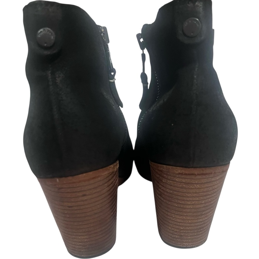 RAG & BONE Margot Waxed Suede Zip Booties – Black Ankle Boots Block Heel - Picture 7 of 11